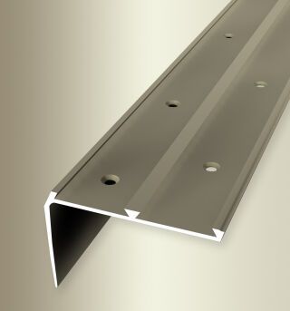 Treppenkantenprofil 2500 mm SBS Typ 704 Aluminium eloxiert sand 4 - 5 mm versetzt vers. gebohrt, für 2 PVC-Einl.