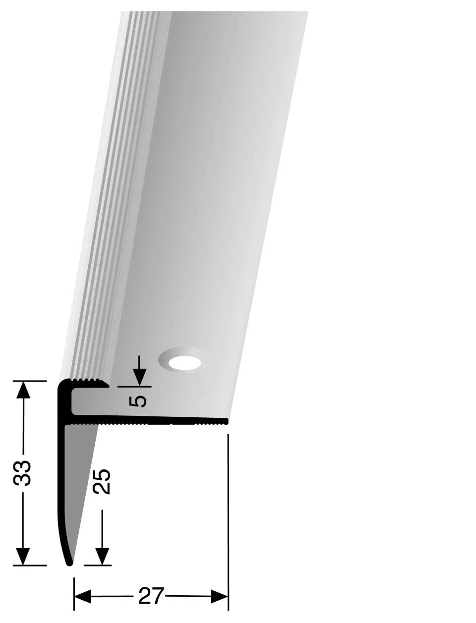 Treppenkantenprofil 5000 mm SBS Typ 816 Aluminium eloxiert silber 5 mm versenkt gebohrt