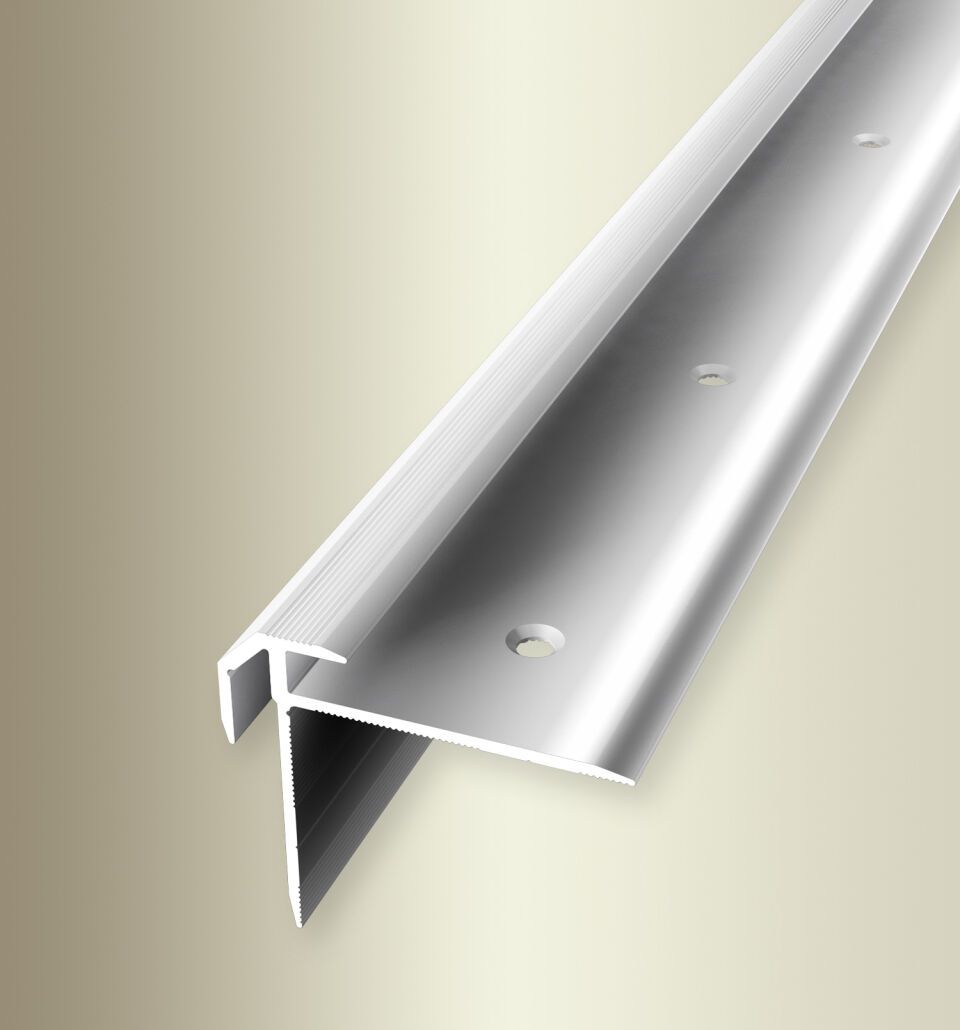 Treppenkantenprofil 2500 mm SBS Typ 835 Aluminium poliert 5,0 - 5,5 mm doppelt versetzt versenkt gebohrt