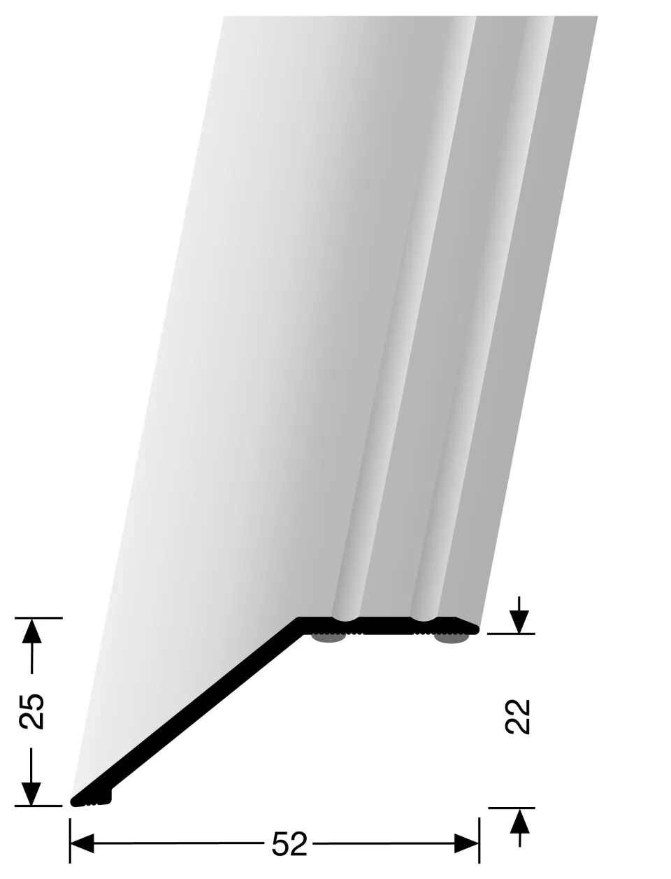 Anpassungsprofil 2700 mm SBS Typ 245 SK Aluminium eloxiert silber 22 mm selbstklebend