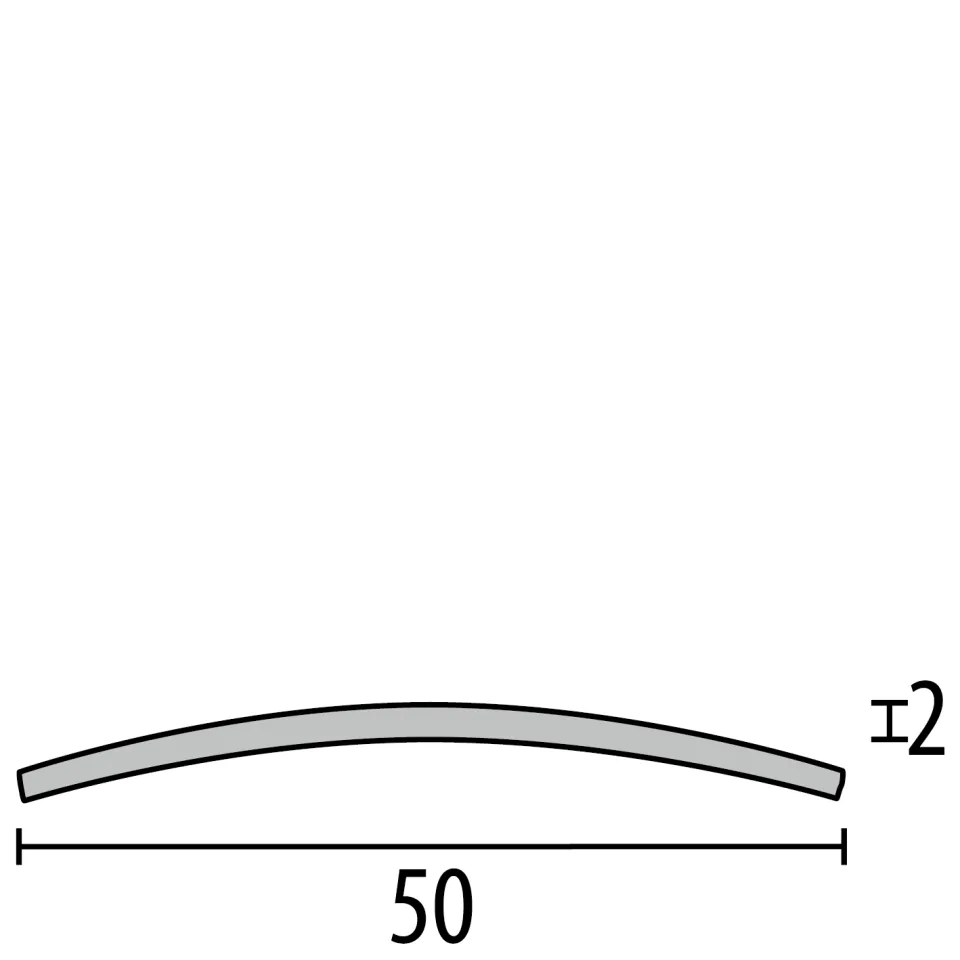 Wölbschiene 2700 mm SBS Typ 475 S Edelstahl matt gebürstet 0 - 99 mm seitl. vers. gebohrt, mit Schutzfolie