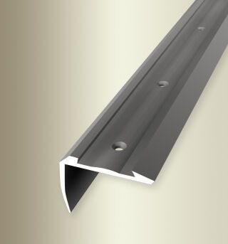 Treppenkantenprofil 2500 mm SBS Typ 705 Alu eloxiert edelstahloptik 0 - 2,5 mm versenkt gebohrt, für PVC-Einlagen