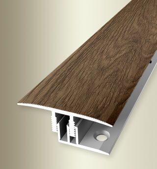Überg.-Pr. 2700 mm SB Typ 588 H E-Clip® Aluminium Holzdekor Tigua 10 - 16 mm mit Holzdekor, zweiteilig
