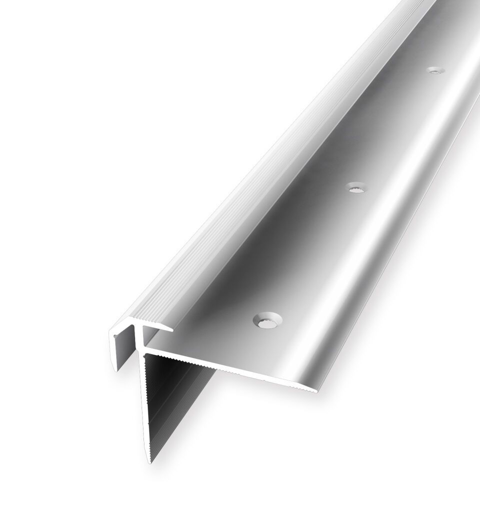 Treppenkantenprofil 2500 mm SBS Typ 835 Aluminium poliert 5,0 - 5,5 mm doppelt versetzt versenkt gebohrt
