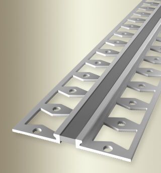 Dehnfugenprofil 2500 mm SBS Typ 300 S Alu elox. m Silikon silber / grau 2,5 mm Doppel-K, mit Silikonfuge