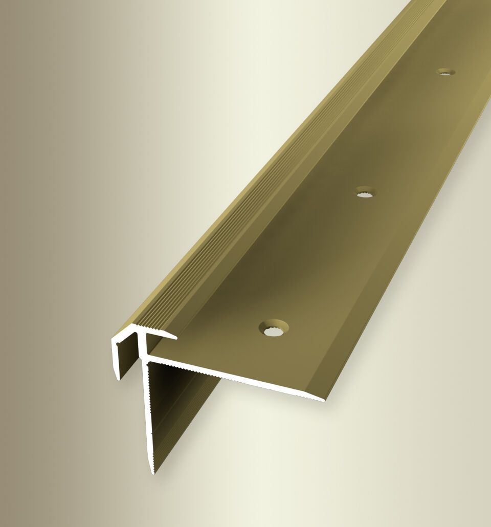 Treppenkantenprofil 5000 mm SBS Typ 835 Aluminium eloxiert gold 5,0 - 5,5 mm doppelt versetzt versenkt gebohrt