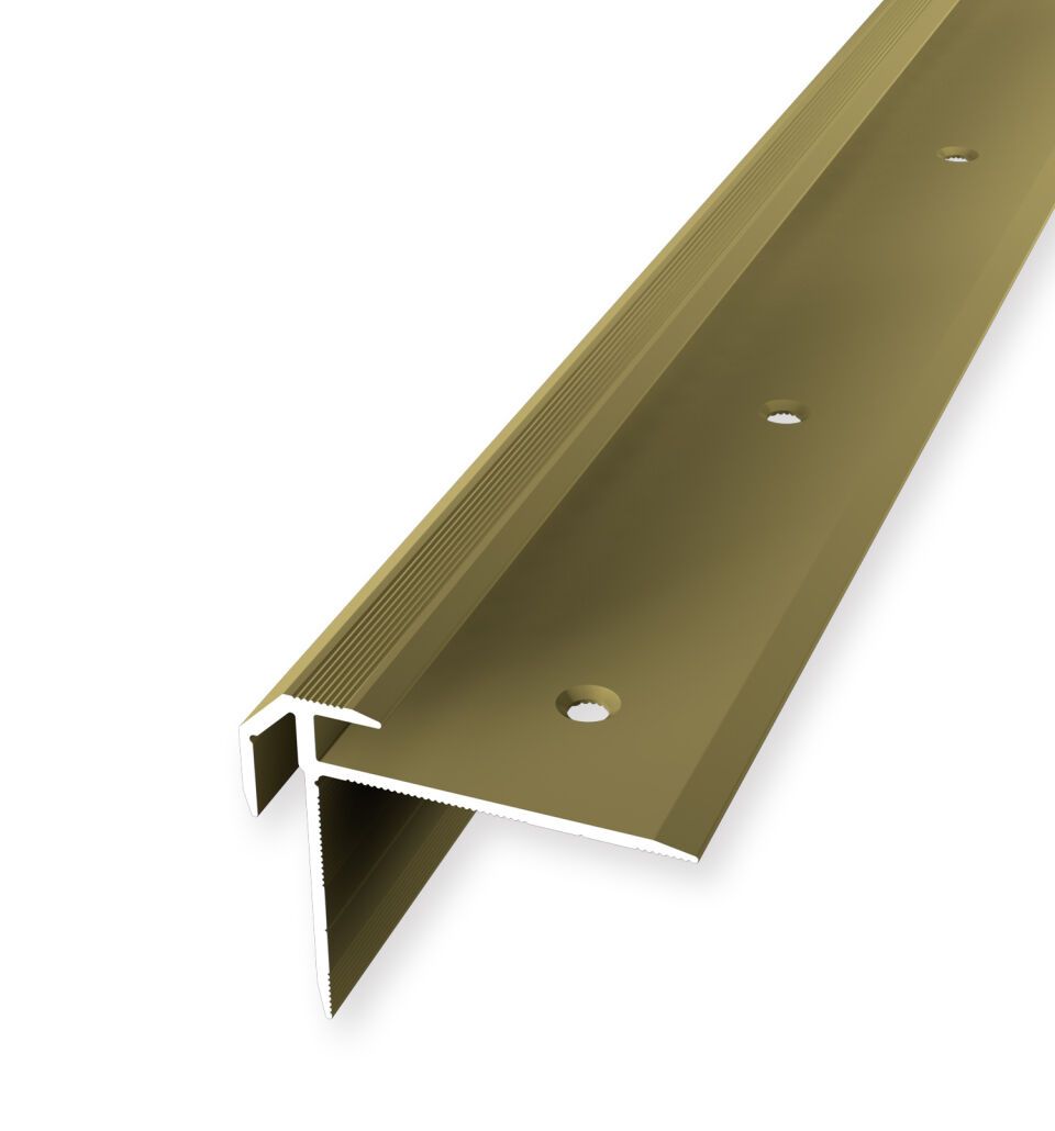 Treppenkantenprofil 5000 mm SBS Typ 835 Aluminium eloxiert gold 5,0 - 5,5 mm doppelt versetzt versenkt gebohrt