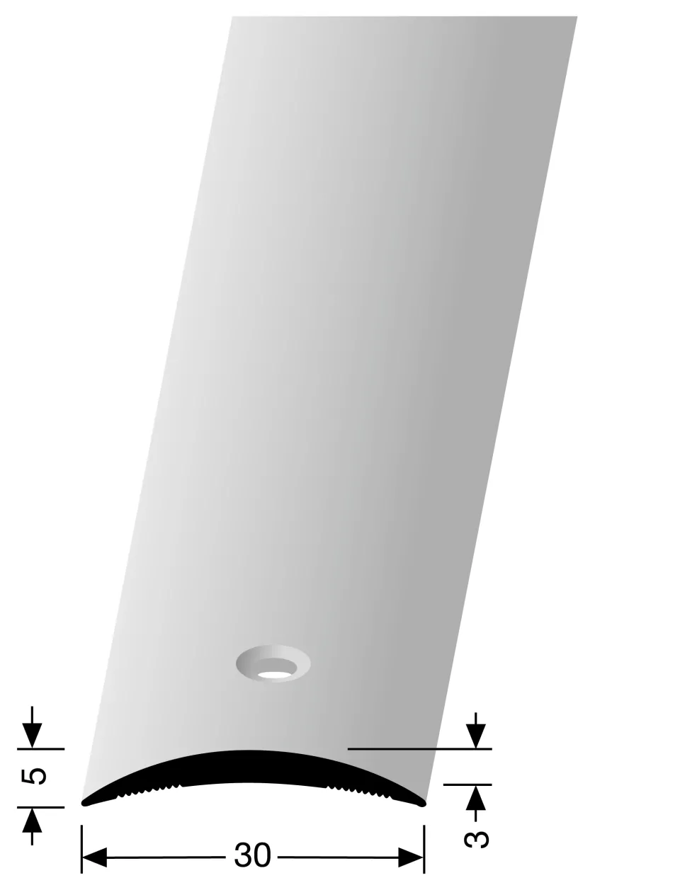Übergangsprofil 1000 mm SBS Typ 460 Aluminium eloxiert silber 0 - 99 mm mittig versenkt gebohrt