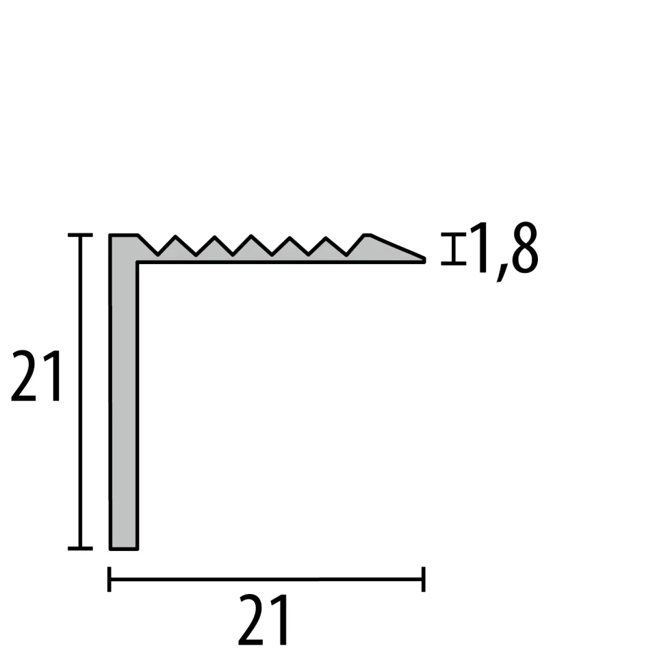 Winkelprofil 2500 mm SBS Typ 526 Alu eloxiert edelstahloptik 0 - 18 mm versenkt gebohrt