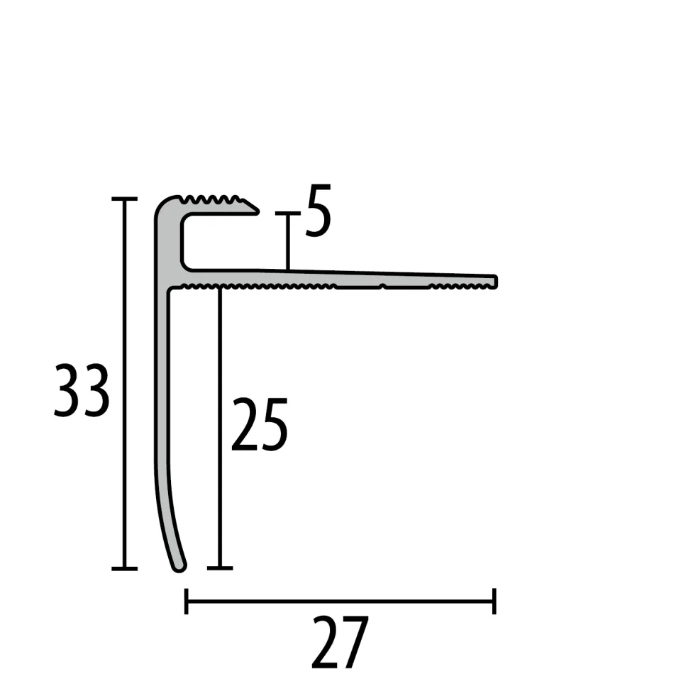Treppenkantenprofil 5000 mm SBS Typ 816 Aluminium eloxiert silber 5 mm versenkt gebohrt