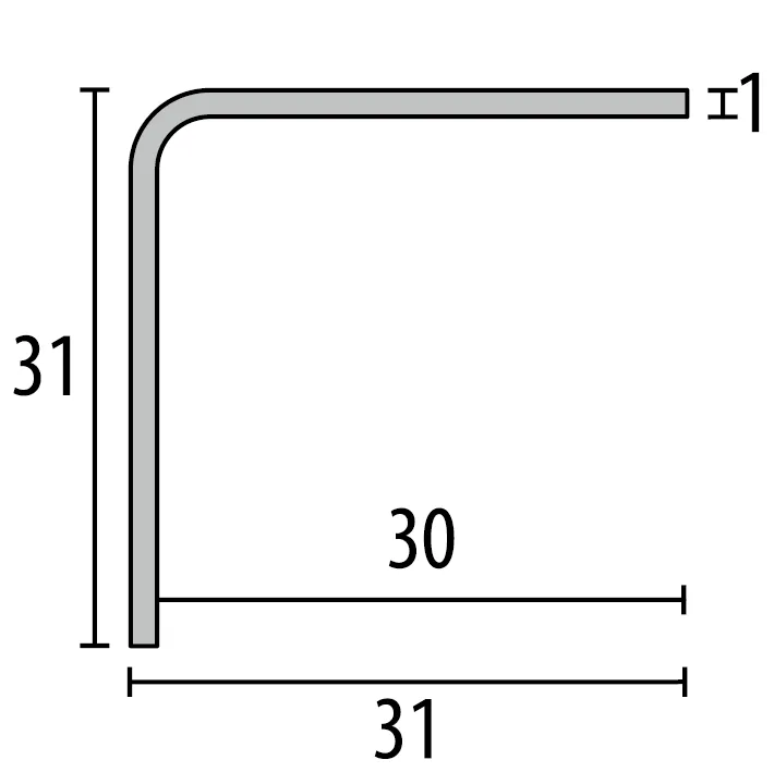 Eckschutzwinkel 2500 mm SBS Typ 143 SK Edelstahl matt gebürstet 30 mm selbstklebend, 1-fach gekantet