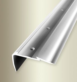 Treppenkantenpr. 2500 mm SBS Typ 706 A Aluminium poliert 0 - 27 mm versenkt gebohrt, für PVC-Einlagen