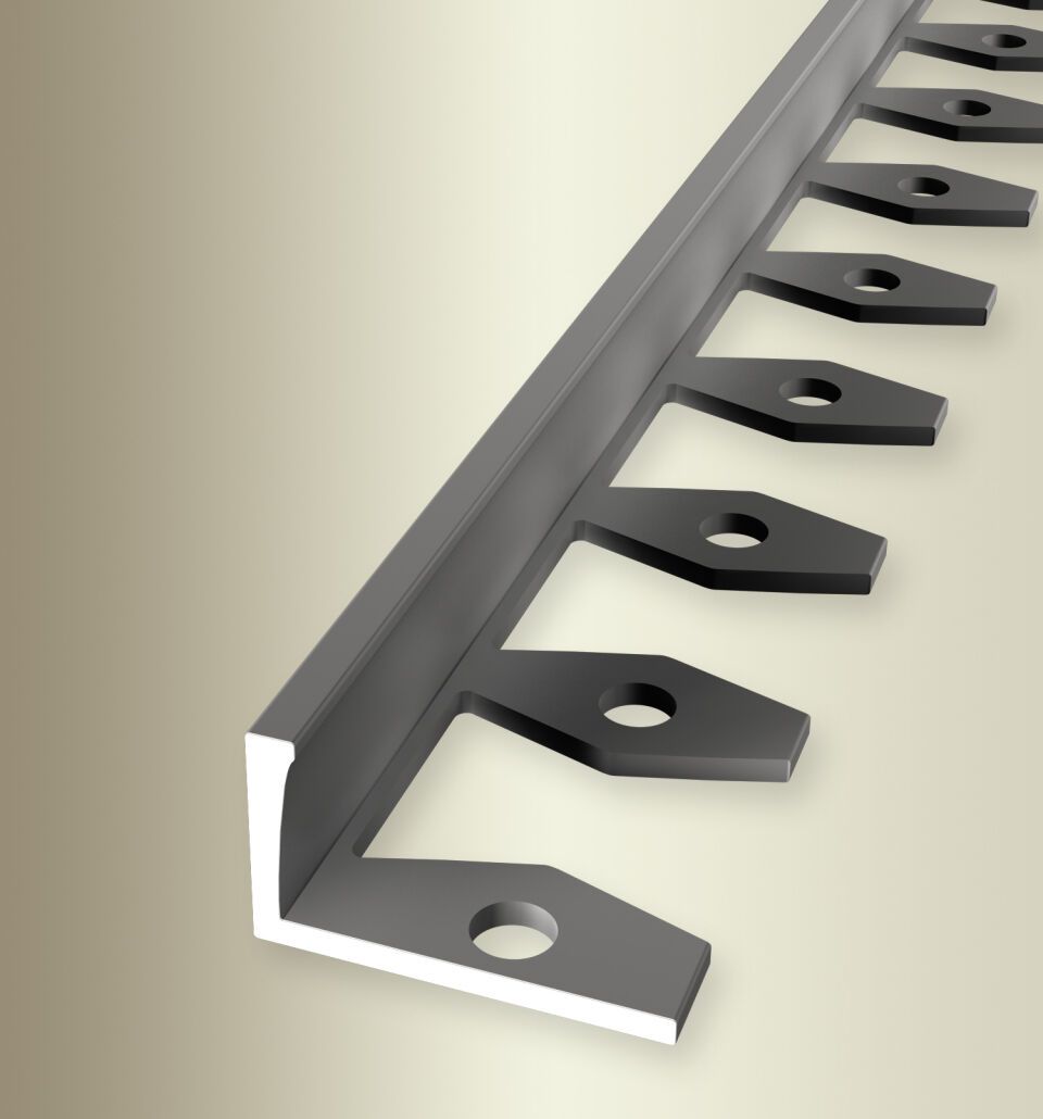 Abschlussprofil 2500 mm SBS Typ 309 Aluminium eloxiert edelstahloptik 22 mm offen gestanzt, einfach biegbar