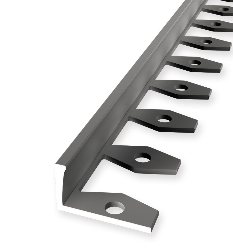 Abschlussprofil 2500 mm SBS Typ 309 Aluminium eloxiert edelstahloptik 22 mm offen gestanzt, einfach biegbar