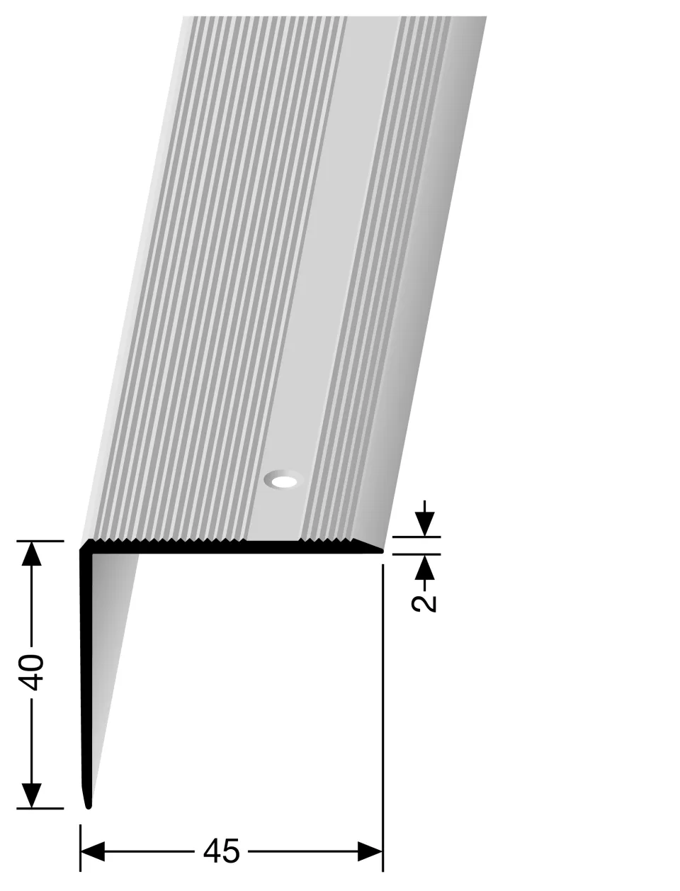 Winkelprofil 2500 mm SBS Typ 229 Alu eloxiert edelstahloptik 0 - 37 mm versenkt gebohrt