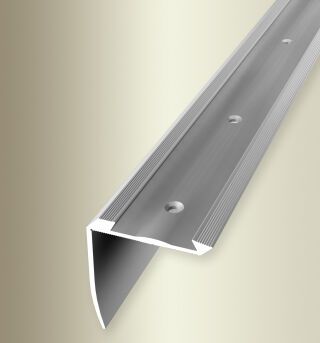 Treppenkantenprofil 2500 mm SBS Typ 709 Aluminium eloxiert silber 4 - 5 mm versenkt gebohrt, für PVC-Einlagen