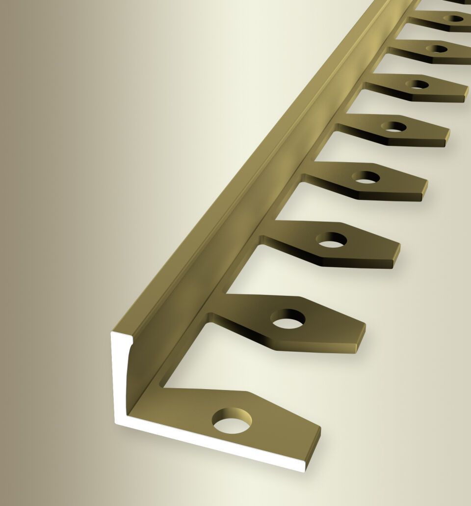 Abschlussprofil 2500 mm SBS Typ 309 Aluminium eloxiert gold 22 mm offen gestanzt, einfach biegbar