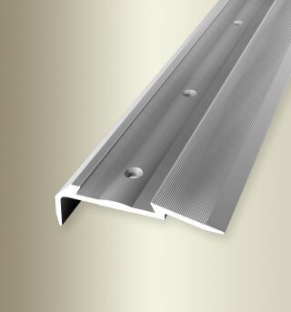 Treppenkantenprofil 2500 mm SBS Typ 700 Aluminium eloxiert silber 0 - 12 mm versenkt gebohrt, für PVC-Einlagen