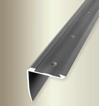 Treppenkantenprofil 2500 mm SBS Typ 709 Alu eloxiert edelstahloptik 4 - 5 mm versenkt gebohrt, für PVC-Einlagen