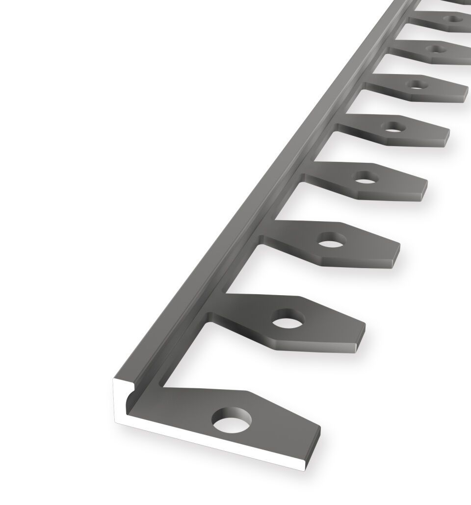 Abschlussprofil 2500 mm SBS Typ 301 Aluminium eloxiert edelstahloptik 3 mm offen gestanzt, einfach biegbar