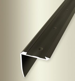 Treppenkantenprofil 2500 mm SBS Typ 709 Aluminium eloxiert bronze 4 - 5 mm versenkt gebohrt, für PVC-Einlagen