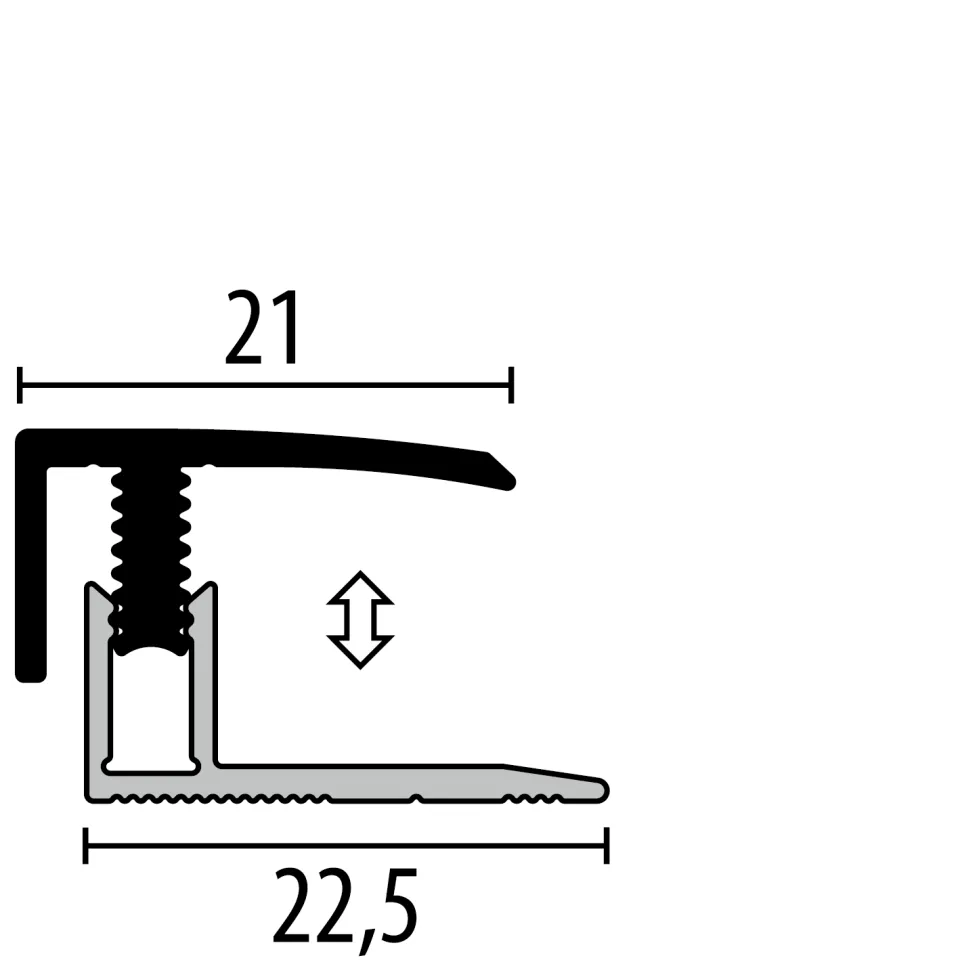 Absch.-Pr. 1000 mm SB Typ 557 Mono-Clip Aluminium eloxiert silber 7 - 12 mm zweiteilig