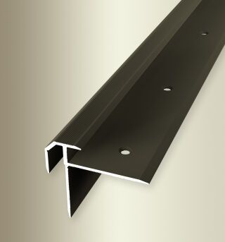 Treppenkantenprofil 2500 mm SBS Typ 838 Aluminium eloxiert bronze 8,0 - 8,5 mm doppelt versetzt versenkt gebohrt