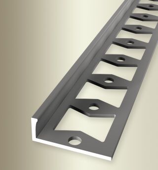 Abschlussprofil 2500 mm SBS Typ 338 G Aluminium eloxiert edelstahloptik 11 mm geschlossen gestanzt, Doppel-K