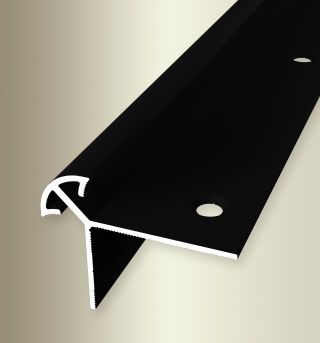 Treppenkantenprofil 2500 mm Typ 876 Alu pulv. schwarz matt (RAL9005) 11 mm doppelt versetzt versenkt gebohrt