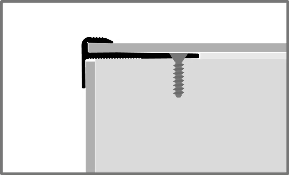 Treppenkantenprofil 2500 mm SBS Typ 814 Alu eloxiert edelstahloptik 2 - 2,5 mm versenkt gebohrt