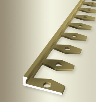 Abschlussprofil 2500 mm SBS Typ 301 Aluminium eloxiert gold 3 mm offen gestanzt, einfach biegbar