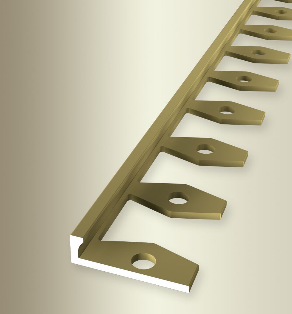 Abschlussprofil 2500 mm SBS Typ 301 Aluminium eloxiert gold 3 mm offen gestanzt, einfach biegbar