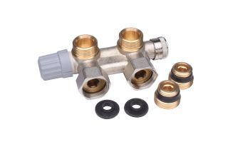 Danfoss Anschlussarmatur VHS-E für Einrohrheizung, R 1/2, Eck