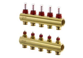 Danfoss FBH-Verteiler FHF-5F 5 Kreise, mit Durchflussanzeige
