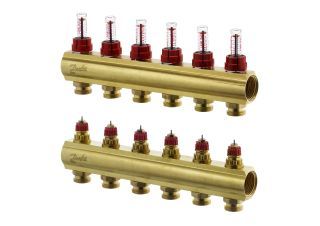 Danfoss FBH-Verteiler FHF-6F 6 Kreise, mit Durchflussanzeige