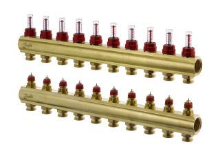 Danfoss FBH-Verteiler FHF-10F 10 Kreise, mit Durchflussanzeige