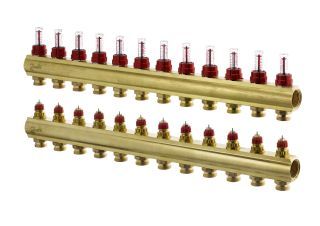 Danfoss FBH-Verteiler FHF-12F 12 Kreise, mit Durchflussanzeige
