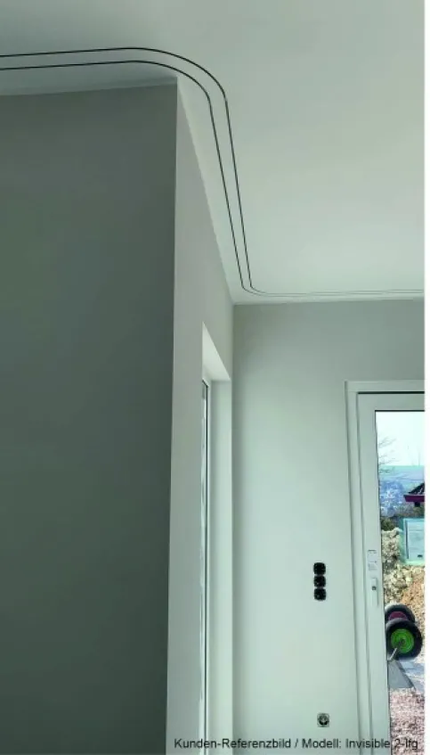 Fertige Trockenbaudecke mit integrierter Vorhangschiene Invisible