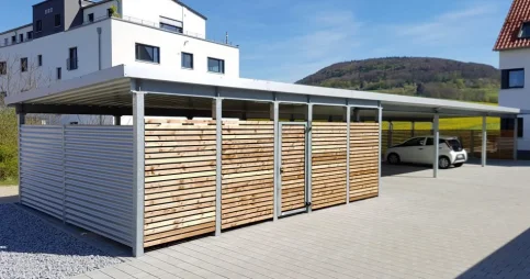 Carportanlage mit Fahrradeinhausung