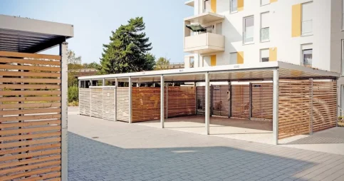 Carportanlage mit Müll- bzw. Fahrradeinhausung