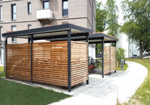 Fahrradüberdachung, Gründach light, Woodline 22 mm