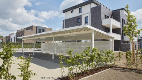 Carports - Trapezdach, Seitenwandverkleidung Lochblech weiß