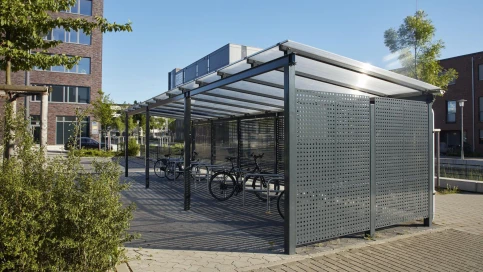 Fahrradunterstand - Polydach, Seitenverkleidung Lochblech anthrazit