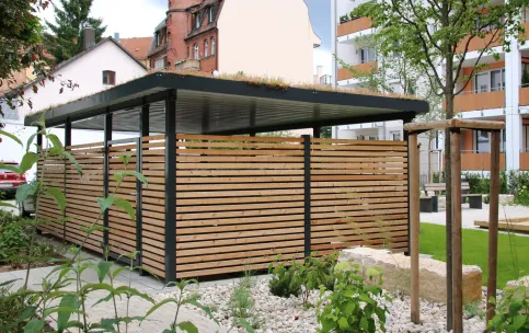 Müllhaus - Gründach light, Seitenverkleidung Woodline