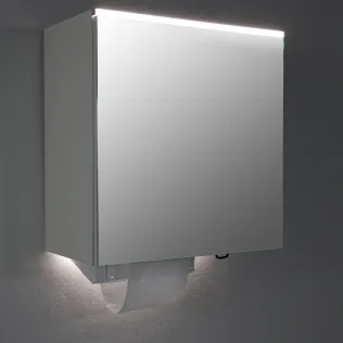 Alle CWS Siegelschränke können optional mit einem LED Alu-Profil als Oberbeleuchtung und als Waschtischbeleuchtung ausgestattet werden.