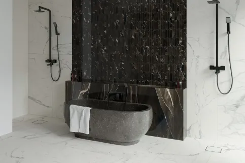 Allmarble - Mosaik Calacatta Black | Calacatta Black Lux | Statuario