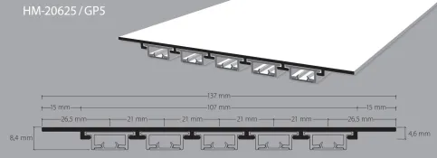 Profil HM-20625 | Flächenvorhangprofil-System, bis 5-läufig frei wählbar, komplett mit Profil, Gipsschutzband eingelegt und haftgrundbehandelt zum Eingipsen