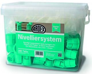 ARDEX Nivelliersystem Starter Set 80 Drehknöpfe, 200 St. Gewindelaschen 2mm (VE= 1 Eimer)