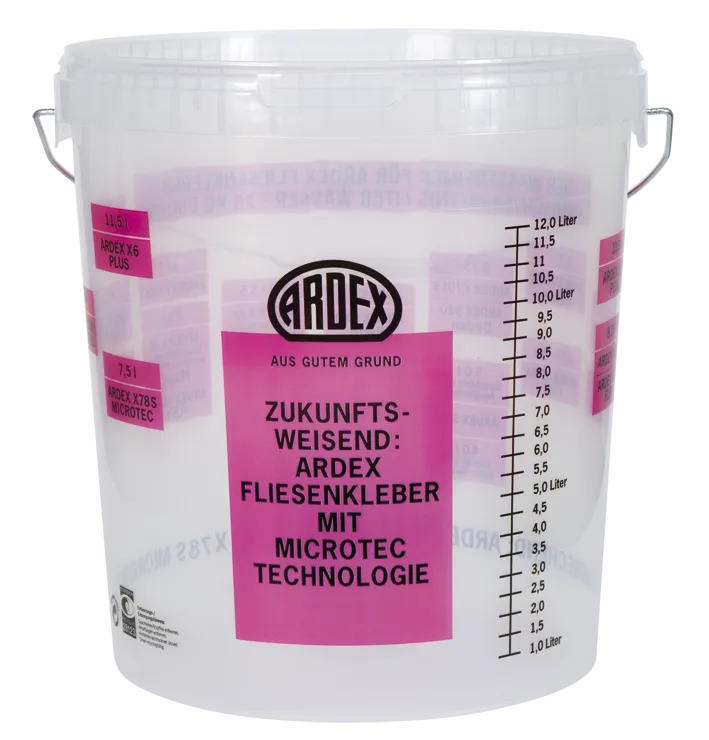 ARDEX Wassereimer transparent mit Metallbügel und Messeinteilung 12 Liter Eimer