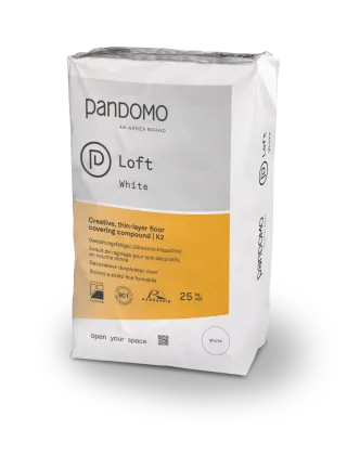 PANDOMO Loft Gestaltungsfähiger Dünnschichtspachtel K2 für den Boden, weiß